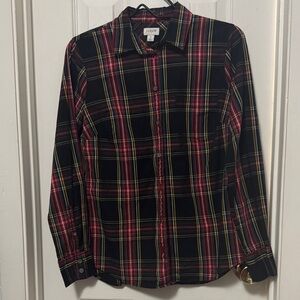 J. Crew women’s  Black and Red Plaid Button Down Shirt